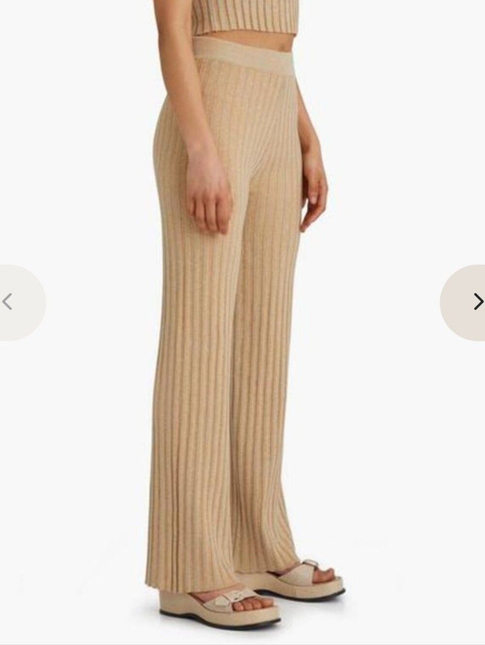 Paloma Wool Fromthe Beige Ribbed Knit Pants Size Medium